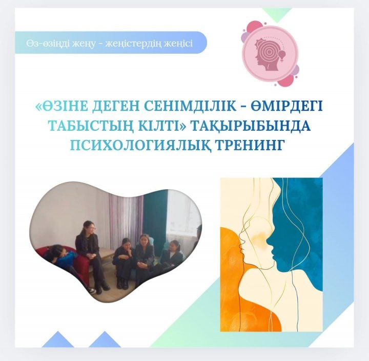 11-сынып оқушыларына “Өзіне деген сенімділік - өмірдегі табыстың кілті” тақырыбында психологиялық тренинг өткізілді.