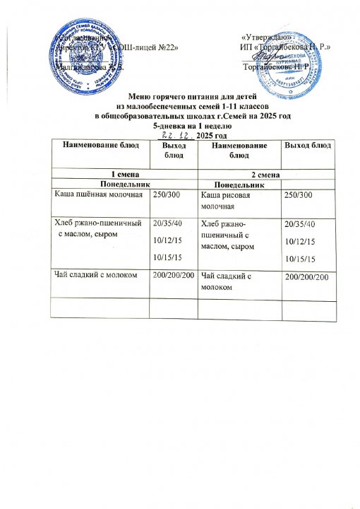 Күнделікті мәзір