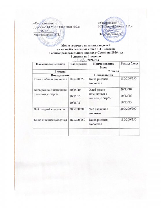 Күнделікті мәзір