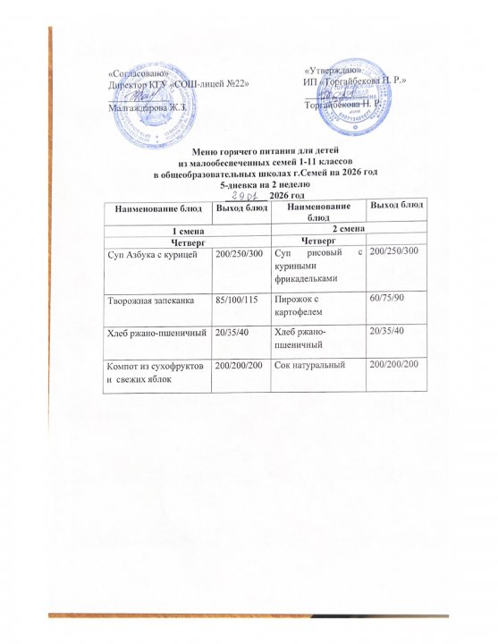 Күнделікті мәзір