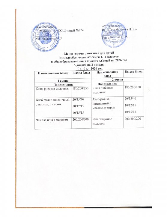 Күнделікті мәзір