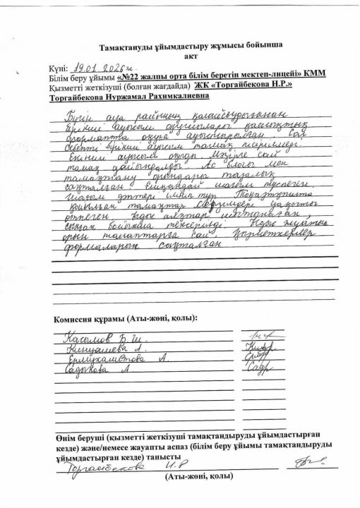 19.01.2016 ж. Асхананы тексеру актісі