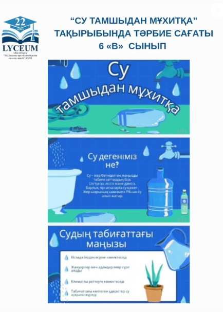 “Су тамшыдан мұхитқа” тақырыбында тәрбие сағаты