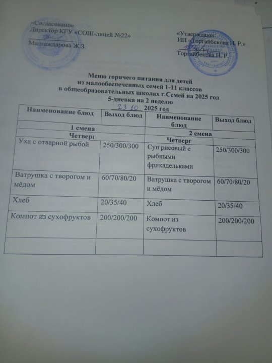 Күнделікті мәзір