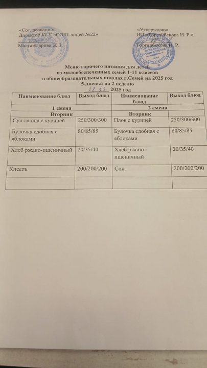 Күнделікті мәзір