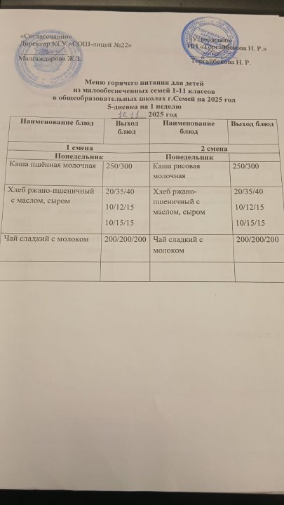 Күнделікті мәзір